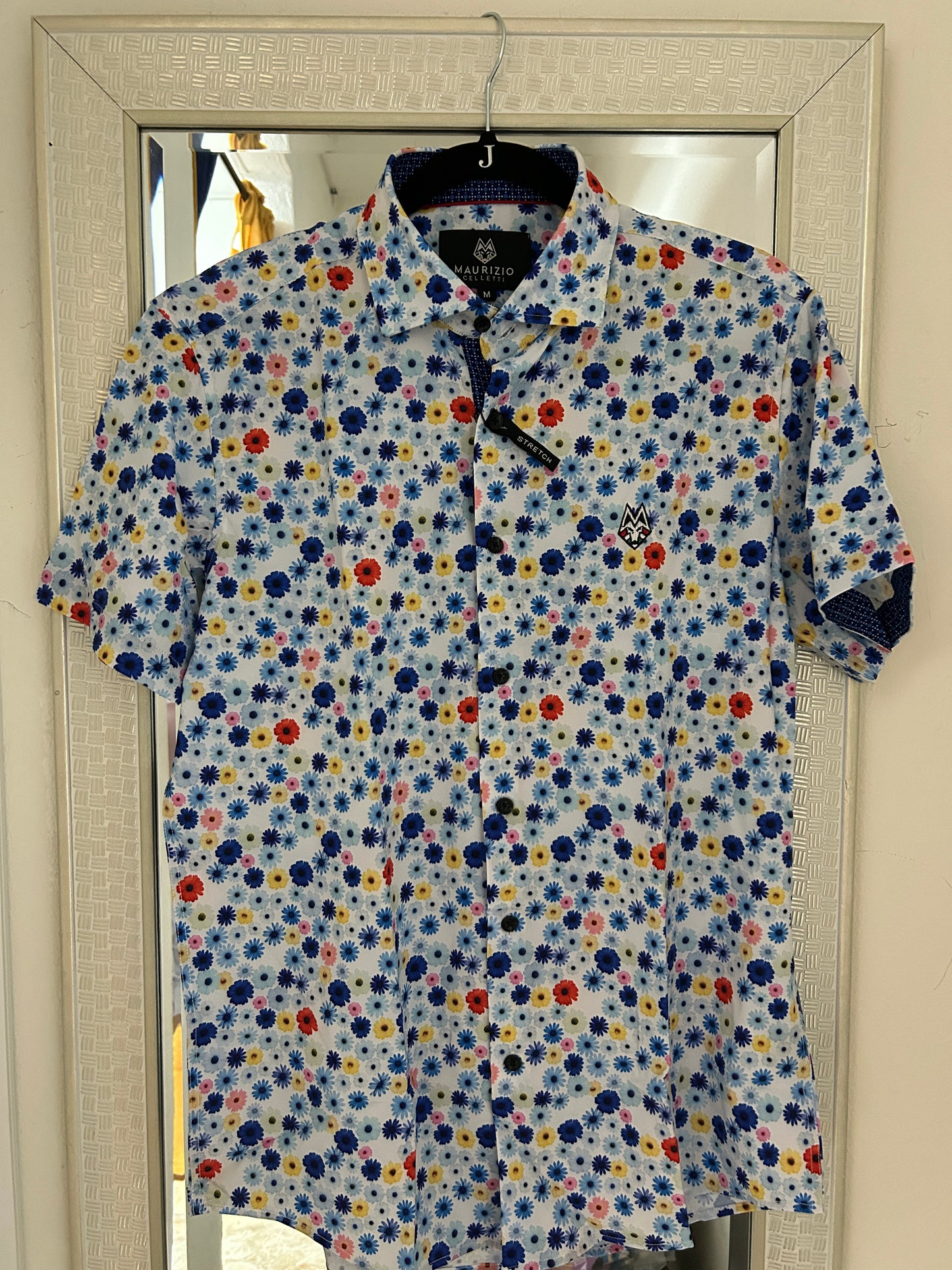 Maurizio Blue Multicolor Flower Shirt