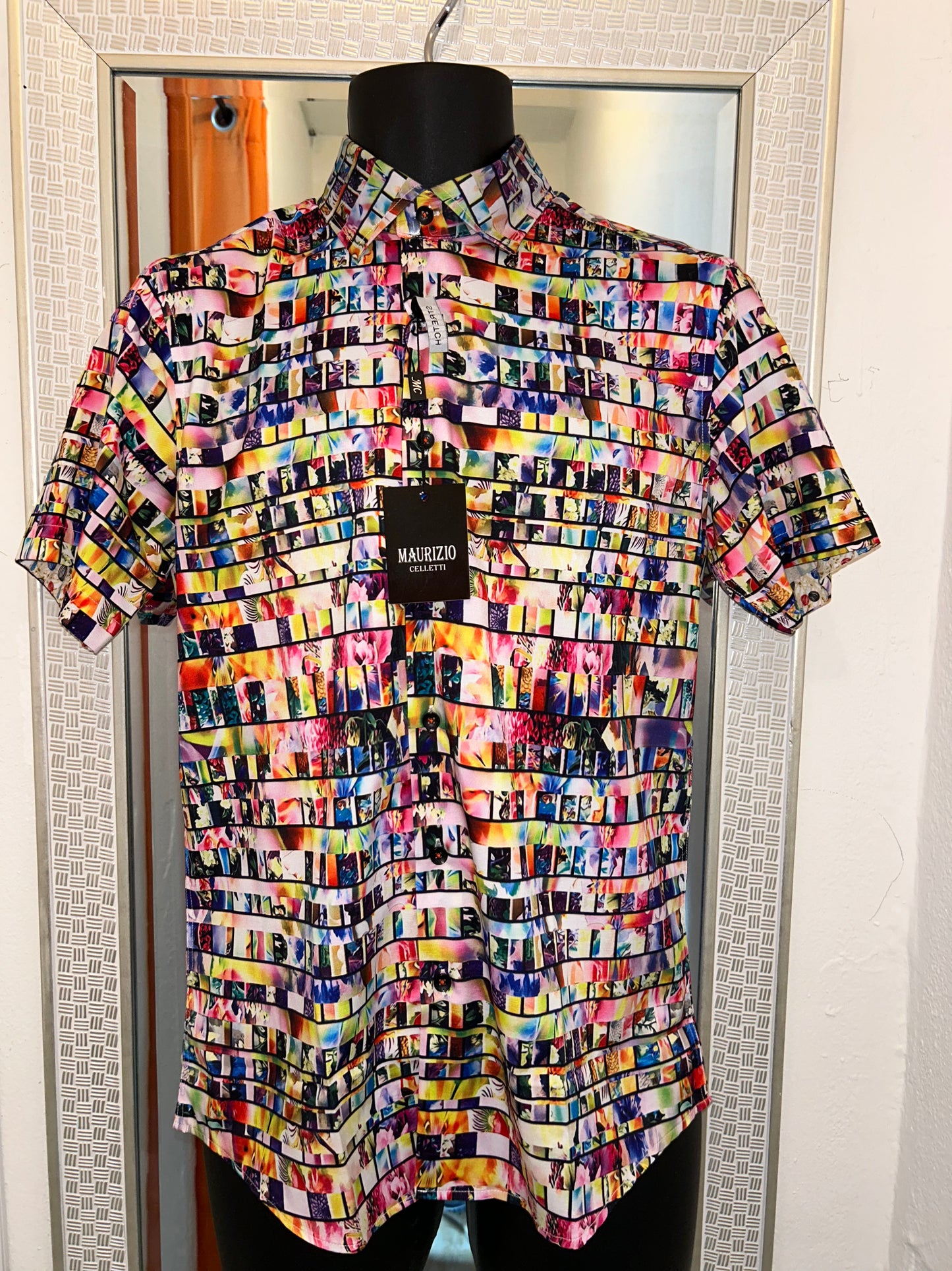 MAURIZIO CELETTI SQUARE PRINT SHIRT