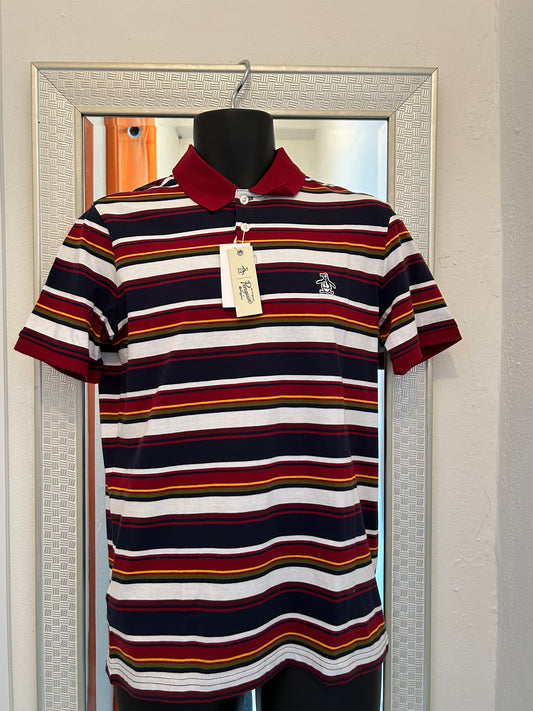 ORIGINAL PENGUIN BLUE AND RED STRIPE POLO