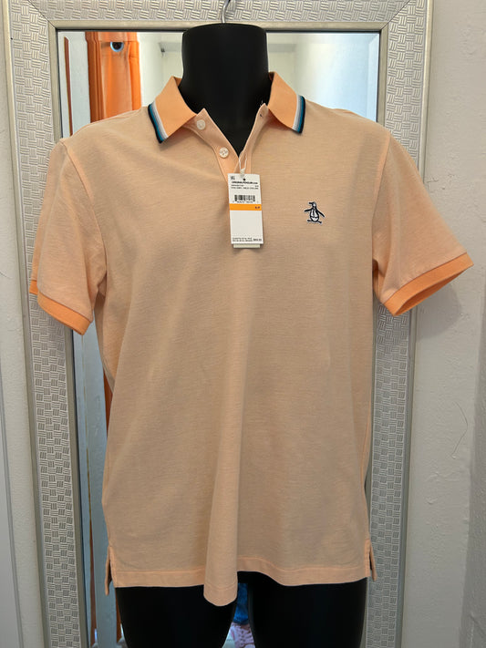 ORIGINAL PENGUIN LIGHT ORANGE AND BLUE DETAIL NECK