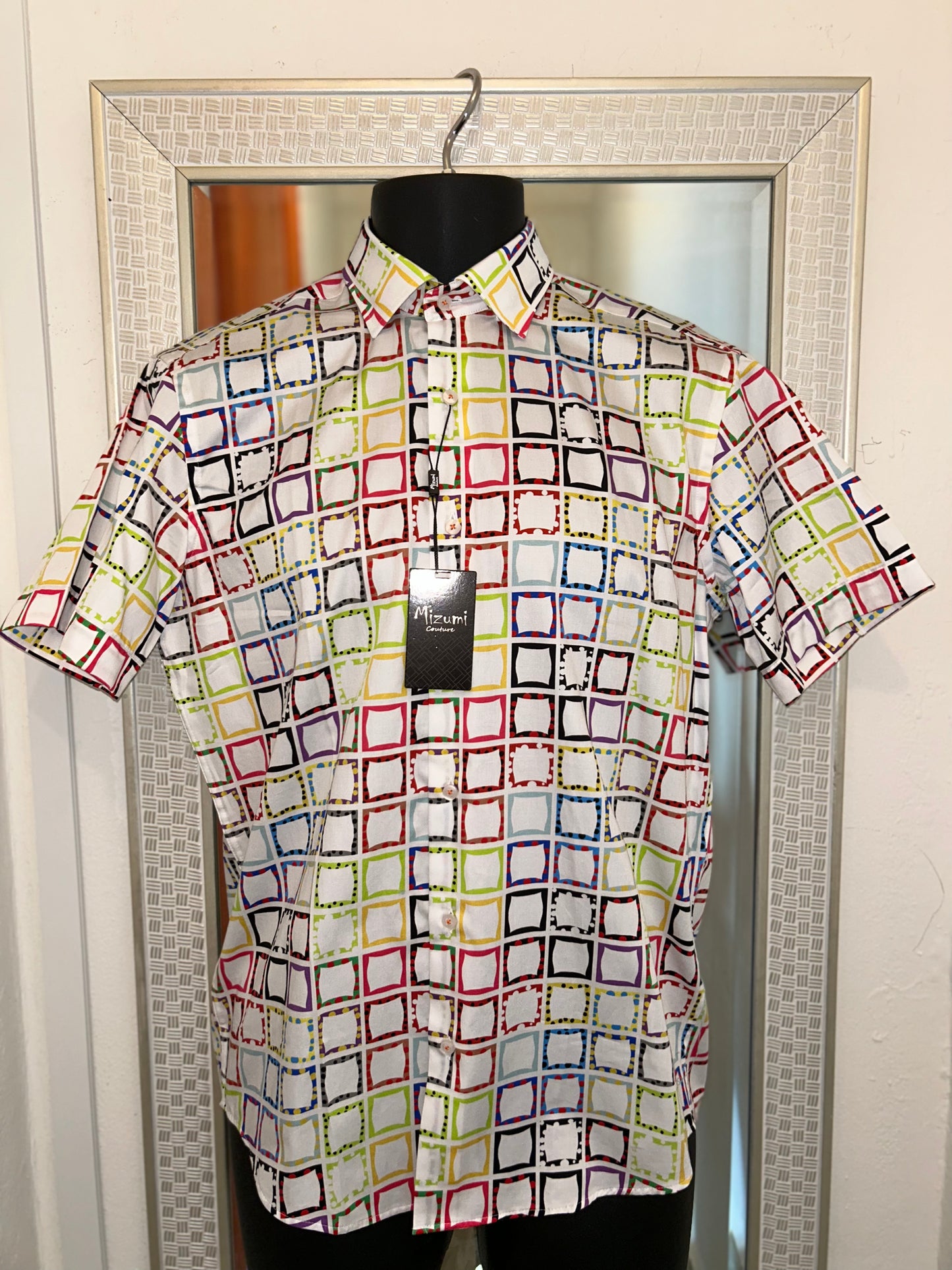 MIZUMI COLORFUL SQUARE PATTERN SHIRT