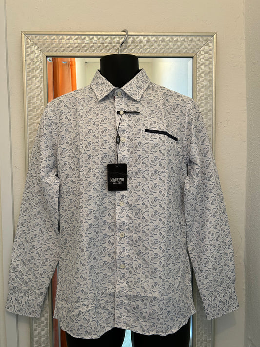 MAURIZIO CELETTI WHITE BLUE DETAIL SHIRT