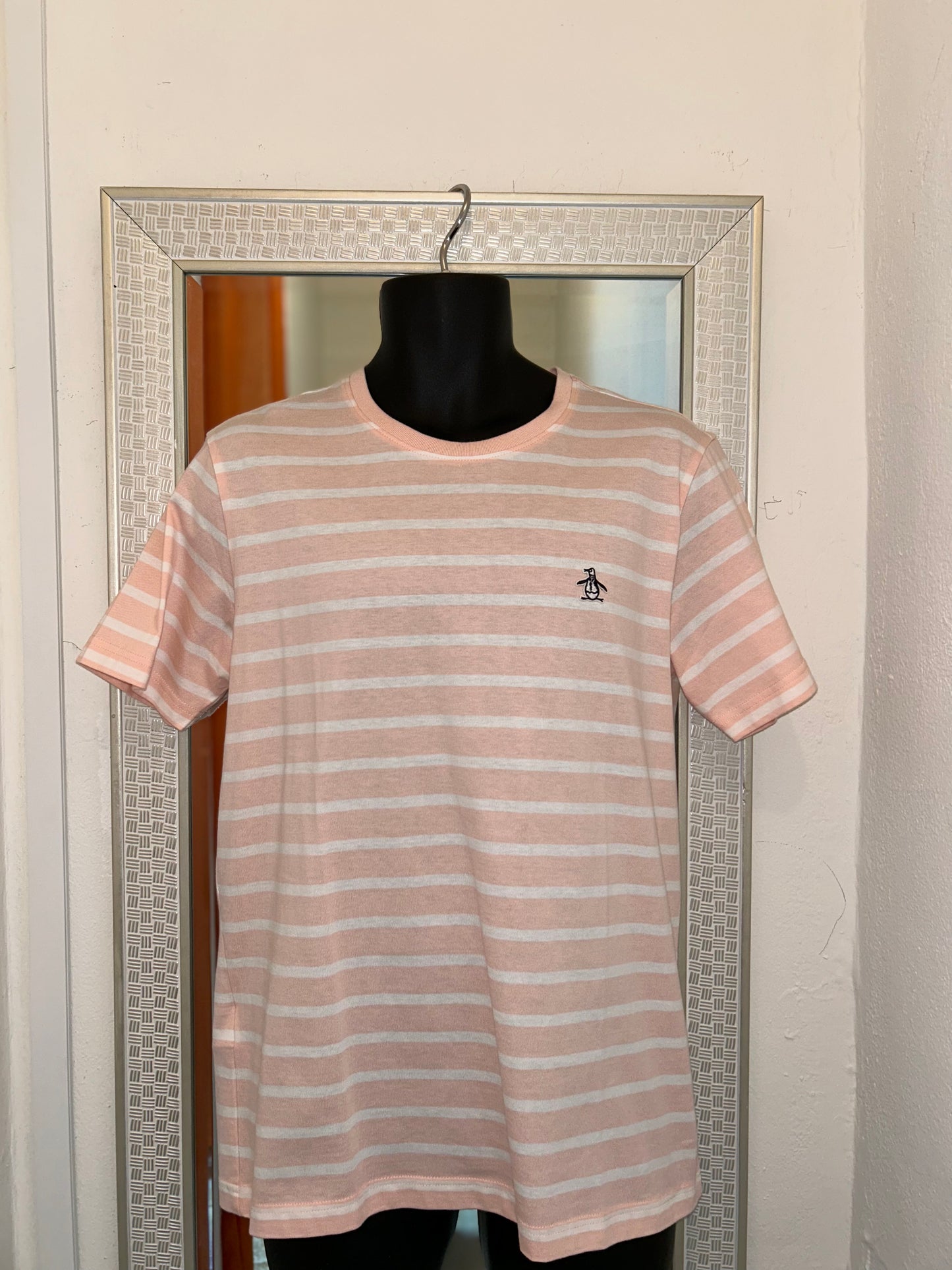 ORIGINAL PENGUIN PEACH STRIPE T SHIRT