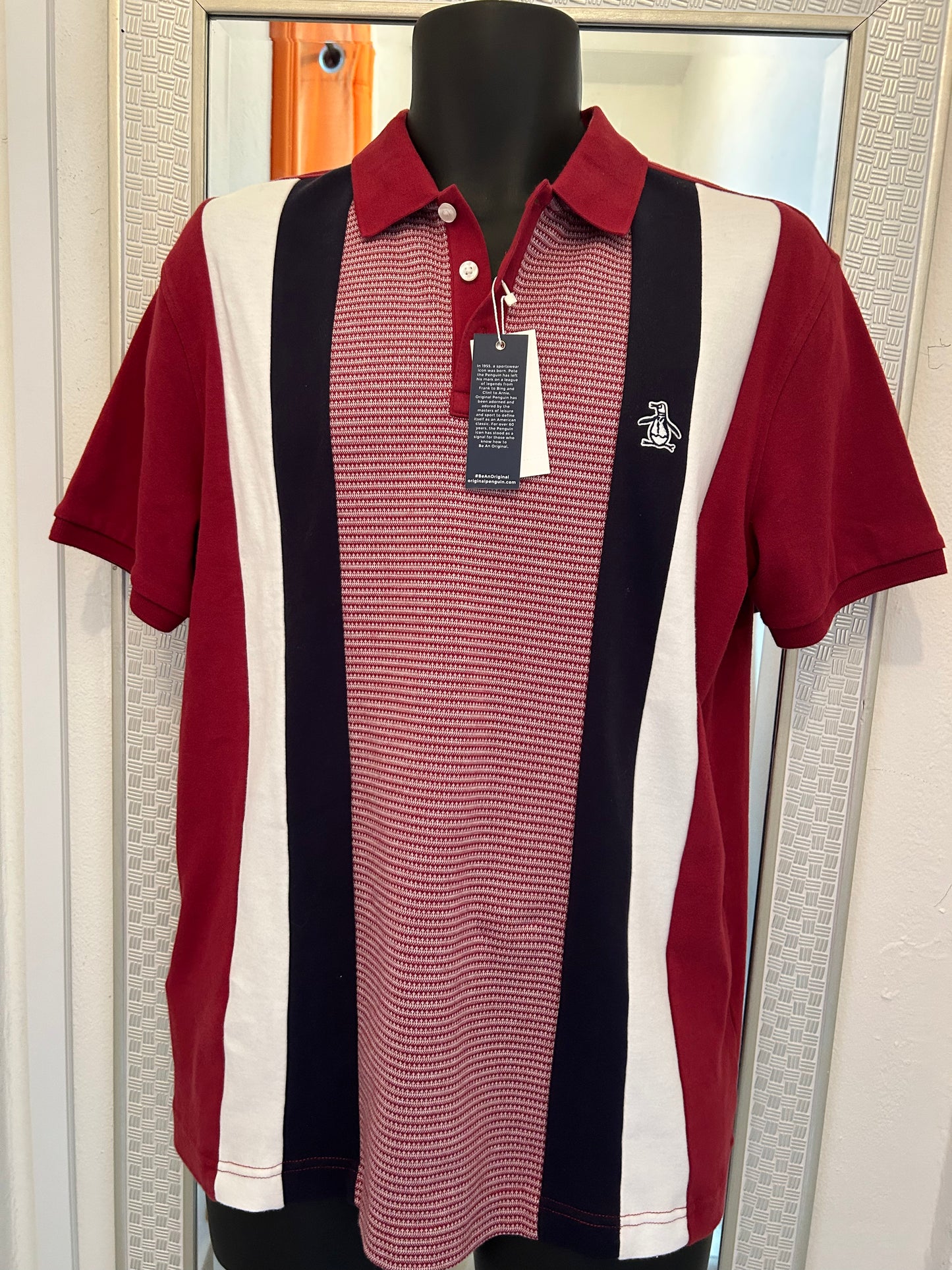 ORIGINAL PENGUIN DARK RED PATTERN POLO