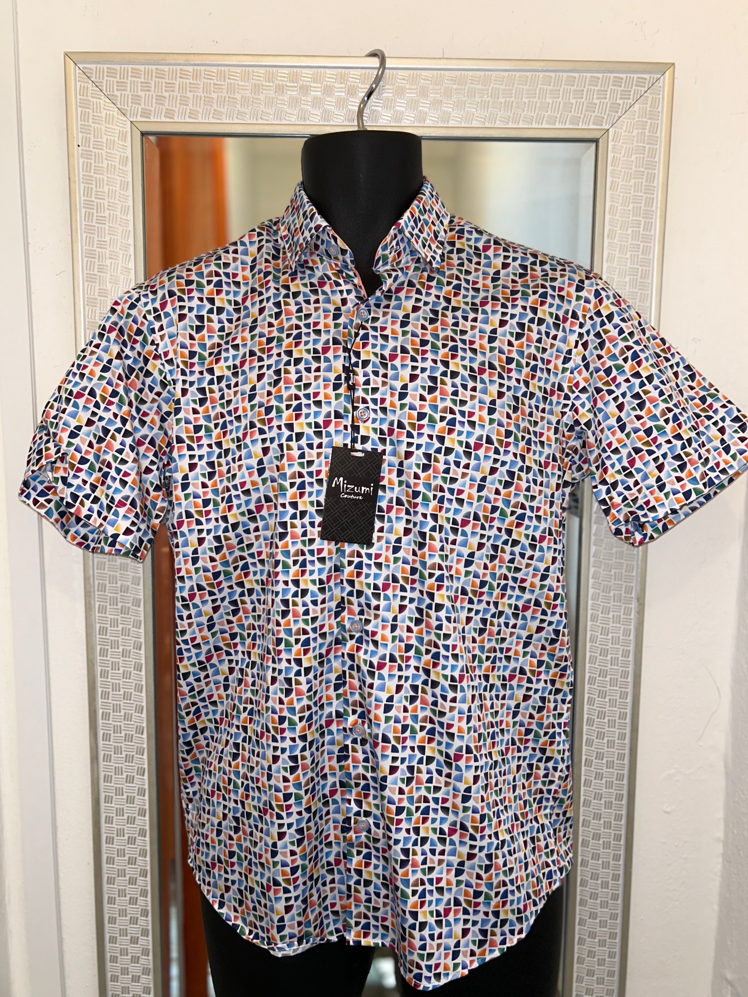 MIZUMI BLUE ABSTRACT PATTERN SHIRT – PAKO'S MEN CLOTHING